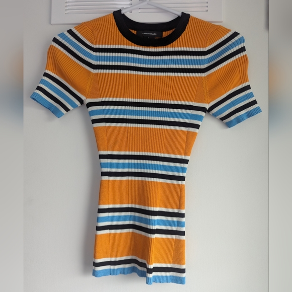 Karen Millen Rib Knit Stripe T-shirt - Picture 2 of 4